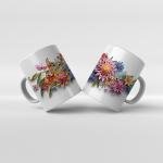 Baskılı Kupa Baskılı Çiçek Teması - 12