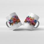 Baskılı Kupa Baskılı Çiçek Teması - 13