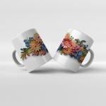 Baskılı Kupa Baskılı Çiçek Teması - 14