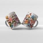 Baskılı Kupa Baskılı Çiçek Teması - 02