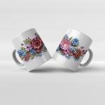 Baskılı Kupa Baskılı Çiçek Teması - 09