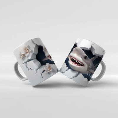 Baskılı Kupa Bardak Denizaltı Köpek Balığı - 31