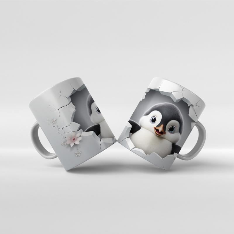 Baskılı Kupa Bardak Denizaltı  Penguen - 04