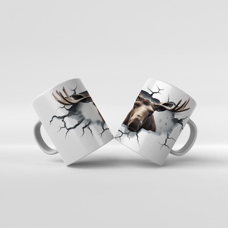 Baskılı Kupa Bardak Geyik Hayvan Temaları - 12