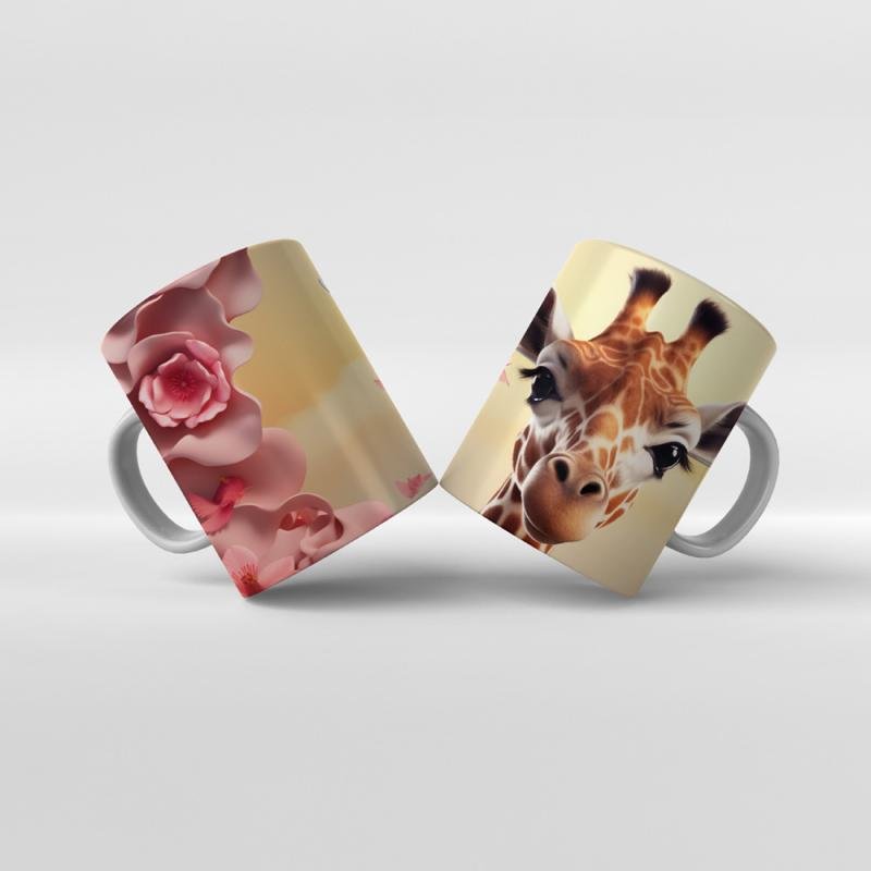 Baskılı Kupa Bardak Zürafa Hayvan Temaları - 23