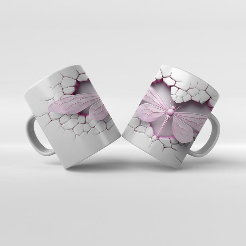 Baskılı Kupa Bardak Kelebek Hayvan Temaları - 24