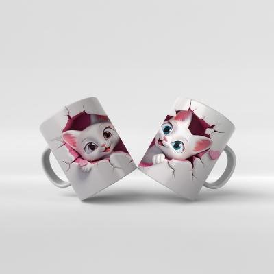Baskılı Kupa Bardak Sevimli Kedi - 01