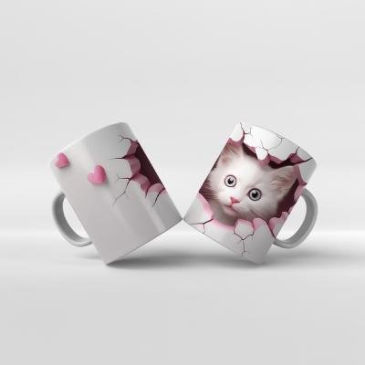 Baskılı Kupa Bardak Sevimli Kedi - 12