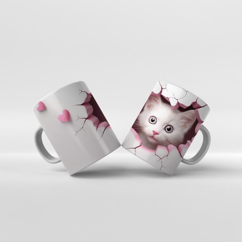 Baskılı Kupa Bardak Sevimli Kedi - 12