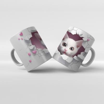 Baskılı Kupa Bardak Sevimli Kedi - 16