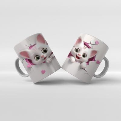 Baskılı Kupa Bardak Sevimli Kedi - 18