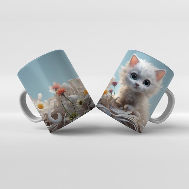 Baskılı Kupa Bardak Sevimli Kedi - 05