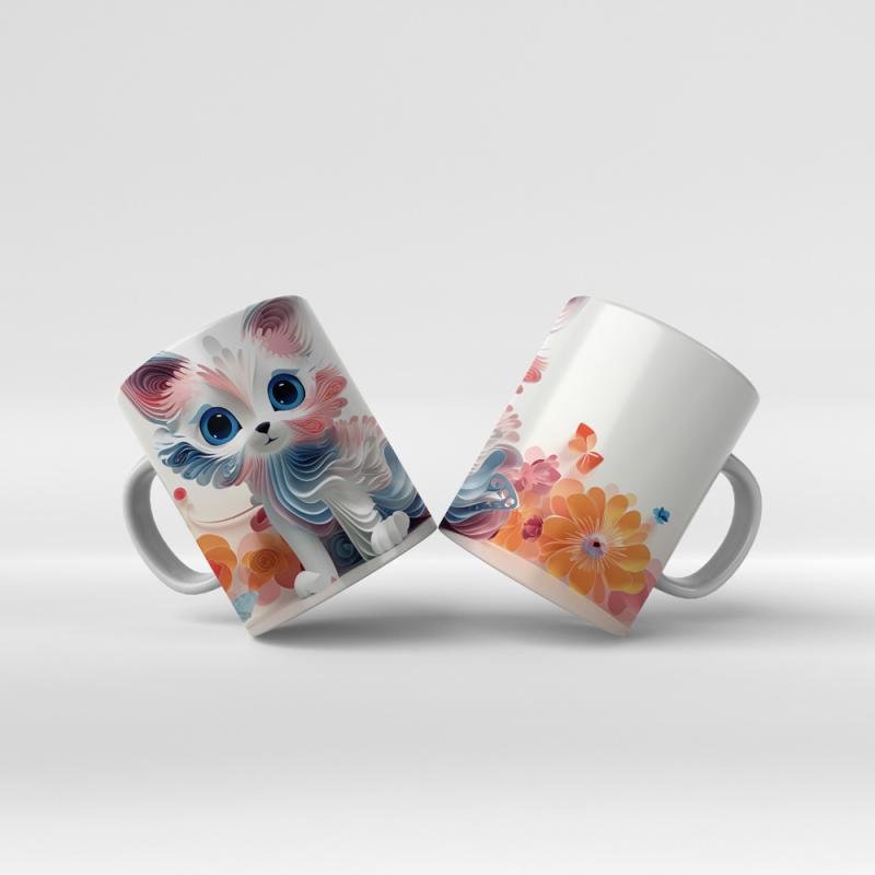 Baskılı Kupa Bardak Sevimli Kedi - 08