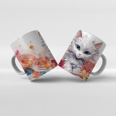 Baskılı Kupa Bardak Sevimli Kedi - 09