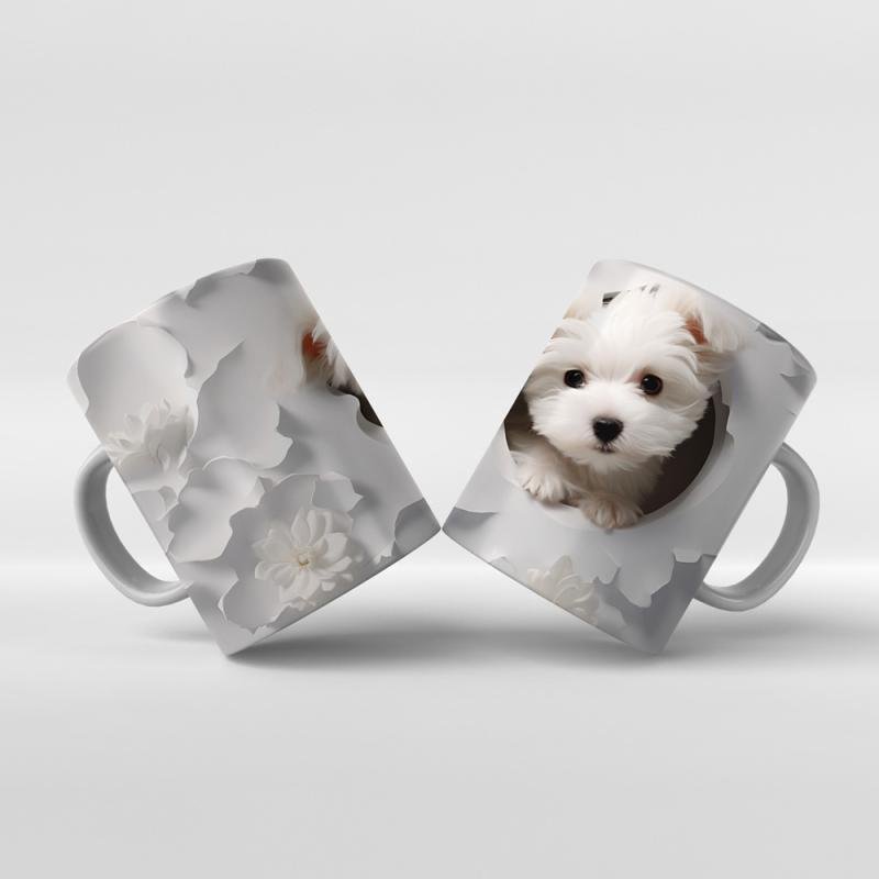 Baskılı Kupa Bardak Sevimli Köpekler - K07